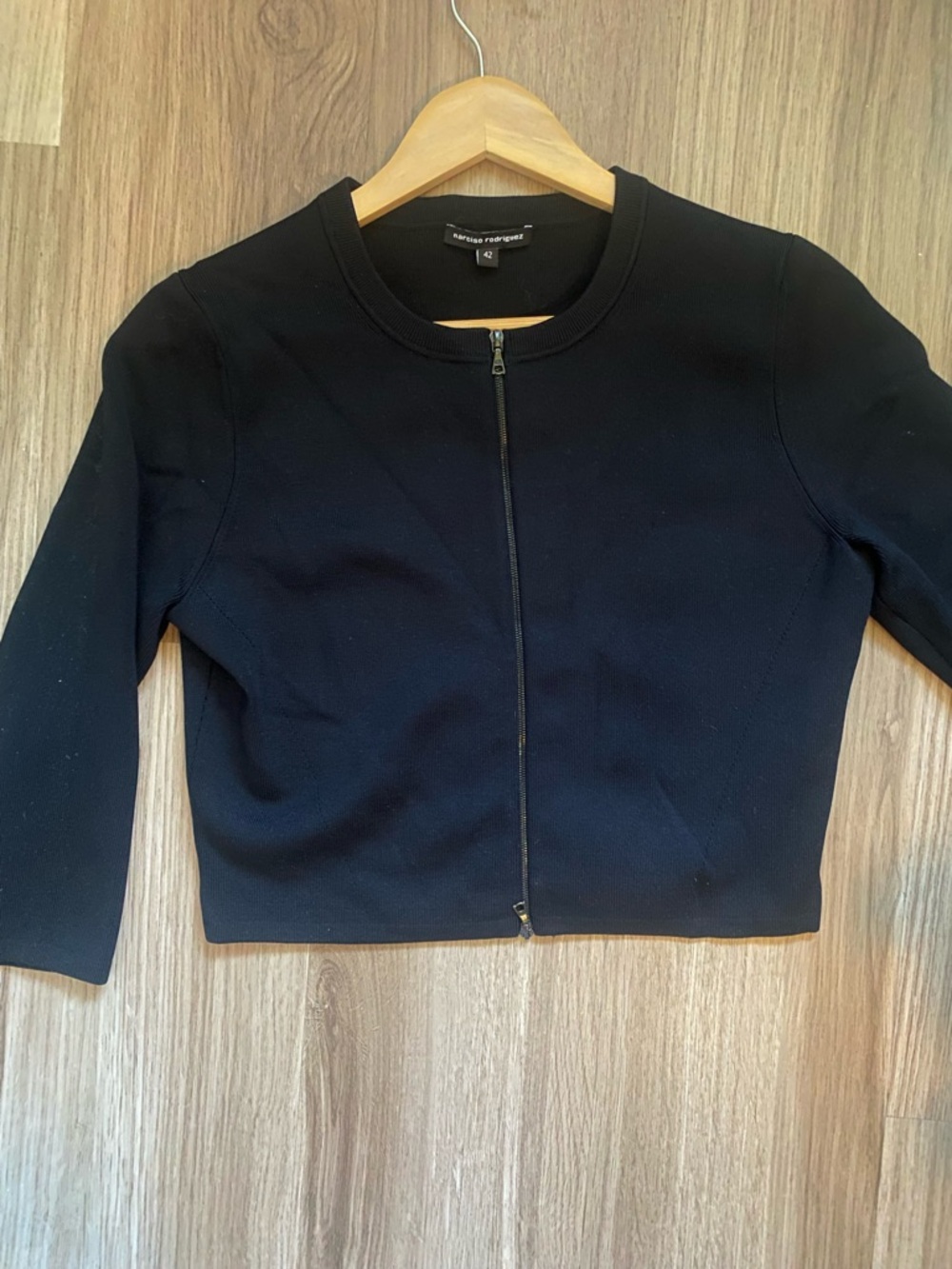 Narciso Rodriguez Black Zip-Front Cropped Jacket